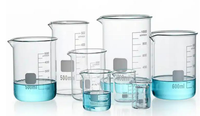 Ensemble de béchers en verre gradués multi-graduations, résistants à la chaleur, pour les expériences de laboratoire de chimie scolaire, préparation de solutions, flacons, pipettes, béchers
