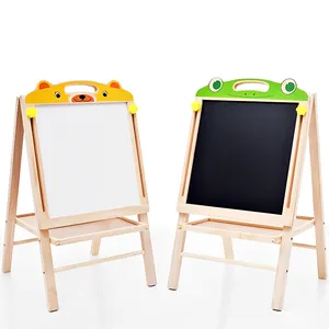 双面多功能折叠绘画艺术画架木制绘图板、黑板、儿童黑板