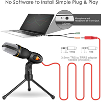 Microfono a Condensatore Cablato Bianco per Computer, Gaming, Podcast, Conferenze, Omnidirezionale, Leggero, Portatile con Supporto Antiurto