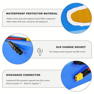 Batería para Bicicleta Eléctrica de PVC Azul Impermeable, 52V 20Ah 2600mah, Celdas con BMS de 50A y Cargador de 3A, Conector XT60, Disponible en Almacén de Australia - Product Image 2