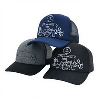 Gorras de malla de gamuza personalizadas con estampado en relieve, gorras de malla retro 3D con diseño de animales y logotipo bordado, gorra trucker de espuma en blanco.