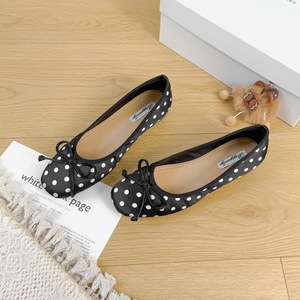 Ballerines plates à plateforme pour femmes, style français, à pois, avec nœud, bout rond, 2026, grandes tailles, escarpins tendance - Product Image 2