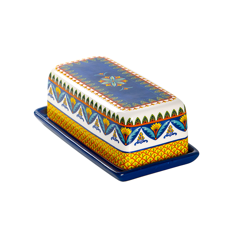 American Style Hand-Painted Ceramic Butter Storage Box and Dim Sum Tray Elegant Dinnerware with Design Sensitivity