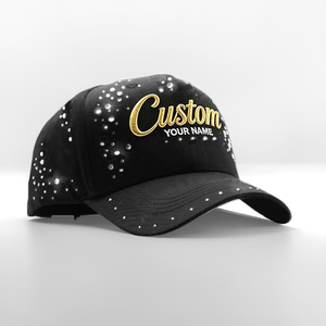 Custom Embroidery Logo Rhinestone Decoration Curved Crown Original Flashing Hats Embroidered Sports Black 5 Panel <strong>Baseball</strong> <strong>Caps</strong> - Product Image 3