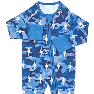 Pijama de Bambú Orgánico con Cierre, Mameluco para Bebé con Estampado Personalizado, Ropa de Bebé Sostenible, Mono de <span class=keywords><strong>Jersey</strong></span> para Bebé, Traje de Dormir para Recién Nacido - Product Image 3