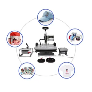 Colorking Mesin Transfer Panas Kombo 8 Dalam 1, Mesin Cetak Panas Sublimasi Tampilan Ganda untuk Mug/Topi/Tshirt/Slate