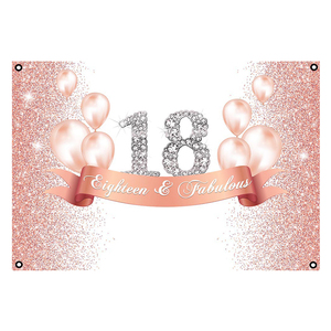 Grande cabine Photo en tissu, arrière-plan d'anniversaire, bannière d'arrière-plan du 18e anniversaire - Product Image 4
