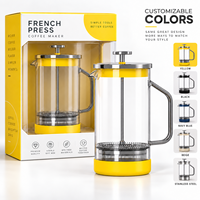 Coffret Cadeau Cafetière à piston en verre borosilicate personnalisé avec deux tasses en verre OEM ODM Couleur personnalisée Vente en gros