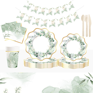 Service de table DAMAI, assiettes, serviettes, gobelets en papier, lot de 100 pièces pour fête de naissance, révélation du sexe du bébé - Product Image 4