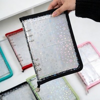 Capello A5 Ringbuch-Einband Funkelnde Sterne 6-Ring Loseblatt-Planer Transparentes PVC Nachfüllbares Notizbuch Album