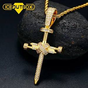 Luxury Personalized Men's Nail Cross Necklace Nail Cross Pendant Necklace Hips Hops Iced Out Pave Cubic Zirconia Jewelry