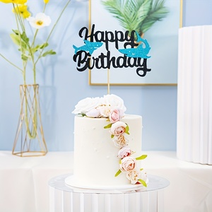 1pc Happy Birthday <strong>Cake</strong> <strong>Topper</strong> for Shark <strong>Cake</strong> Decoration, Ocean Sea <strong>Animal</strong> Shark Theme Party Supplies - Product Image 4
