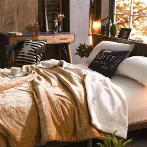 Double Layer Winter Sherpa Fleece Blanket <b>Red</b> Solid Jacquard Knitted Warm Soft Thickened Flannel Anti-Dust Mite for Bed Travel - Product Image 4