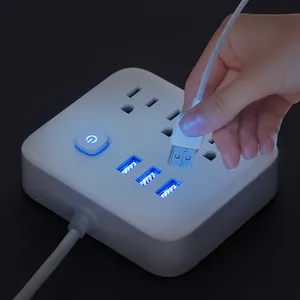 2024 Wholesale Usb Extension Lead Uk Standard Power Strip 4 Ports With Night Light Smart Power Outlets