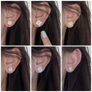 FOXI, модные ювелирные изделия, корейские серьги, позолоченные серебряные квадратные микро-серьги с фианитами - Product Image 5