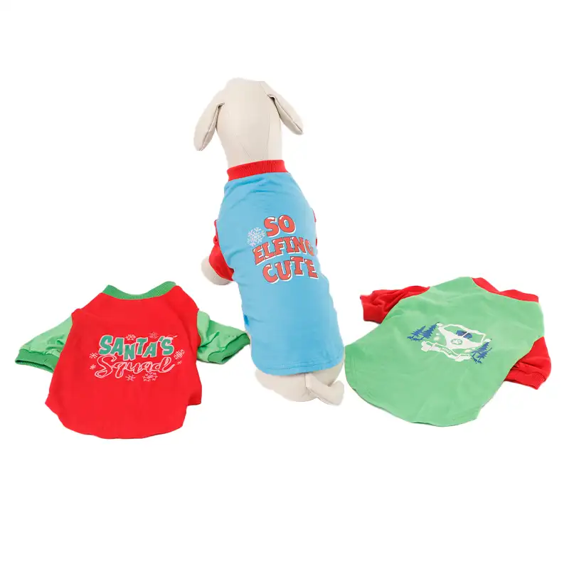 Christmas Fashion Cotton Luxury Holiday T-shirt Eco Friendly Pet Dog Costumes Apparel Overalls for Dogs