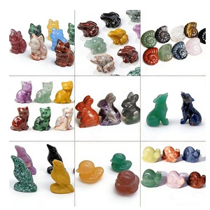 Vente en gros de sculptures d'animaux en pierres semi-précieuses naturelles mélangées - Lapin/Chat/Éléphant/Corbeau - Fournisseur d'usine - Product Image 1