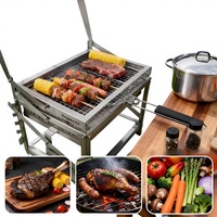 Barbecue portable au charbon de bois pliable, rotatif, pour le camping en plein air, les pique-niques