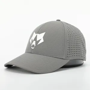 BSCI Oem Custom Logo Adults 6 Panel Flex Fitted Baseball Cap,Laser Cut Hole Gorras,Plain Sport Quick Dry Fit Waterproof Hat