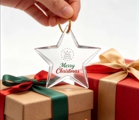 Pendentif en cristal pentagramme transparent pouvant servir de décoration de sapin de Noël ou pour la gravure et l'impression DIY