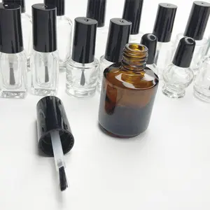 5ml 10ml 15ml leere Nagellack flasche Klare mattschwarze Glas nagellack gel flasche mit Pinsel