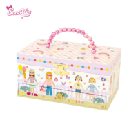 Boîte à musique Sonnetly Princess - Boîte en papier mignonne pour filles avec mélodie à cordon, mini miroir et tiroir, cadeau d'anniversaire pour enfants