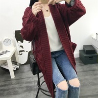Pull cardigan long en tricot pour femmes, mode automne-hiver, ouverture devant, pour la vente en gros