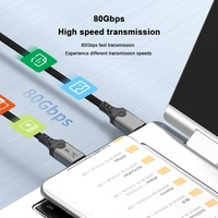 1M Thunderbolt 5 kabel Data tipe C, kabel Data 80Gbps 16K 60HZ 240W kompatibel dengan USB5.0 Thunderbolt 4