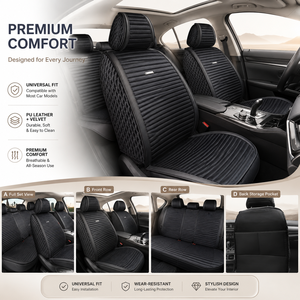 Fundas de Asiento de Coche Universales de Lujo en Cuero PU y Terciopelo, Transpirables, para Todas las Estaciones, Color Negro, Rusia - Product Image 1