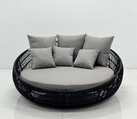 Lit de jardin d'extérieur en rotin, chaise longue de plage, lit rond pour piscine