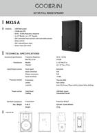 Haut-parleur actif MX-15A 1400 Watts, enceinte amplifiée bidirectionnelle de 15 pouces avec contrôle de délai DSP pour système de sonorisation et événements