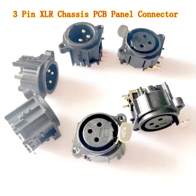 3 Pin XLR Chassis PCB Panel Connector Right Angle PCB Panel Mount High Quality 90 Degree 3 Poles XLR Socket Chassis Adapter