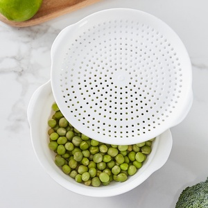 Kitchen <b>Sink</b> Fruit & Vegetable Washer PP Plastic Fruit Washing Draining Basket <b>Sieve</b> Colander & Strainer Bowl Set for Home Use - Product Image 1