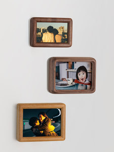 Solid Wood Handmade Eco-Friendly Durable Mini Magnetic Refrigerator Photo <strong>Frame</strong> <strong>with</strong> Giclee <strong>Print</strong> Creative Tabletop Display - Product Image 3