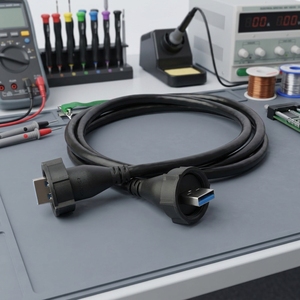 ปลั๊กอากาศยาน Lshitech USB3.0 <span class=keywords><strong>IP68</strong></span> กันน้ำ ขั้วต่อแบบวงกลม ตัวเมีย สำหรับติดตั้งบนแผงไฟฟ้าอุตสาหกรรม ขนาด M20.8 มม. - Product Image 3