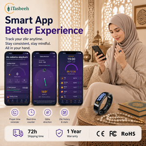 Wholesale Smart Azan Alarm Digital Tasbeeh Counter Ring with App Control BT for Muslim Prayer Tracking Zikr Ring - Product Image 4