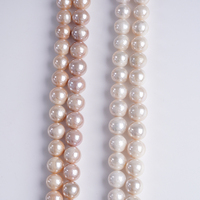 Perles naturelles en gros 11-13mm Perles rondes de forme Edison Fil de perles de couleur blanche et rose pour la fabrication de bijoux