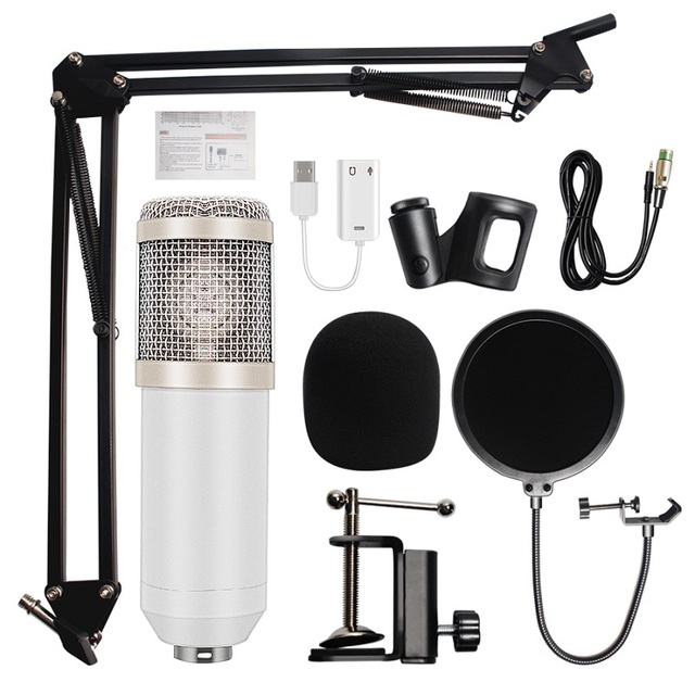 BM800 Bm 800 Studio Condenser Microphone Bundle Sound Card Set for Webcast Live Studio Recording Singing Broadcasting Bm-800