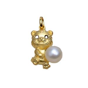 จี้เสือเงินแท้ S925 พร้อมถาดเปล่าสำหรับใส่ไข่มุก 7-8 มม. อุปกรณ์ทำเครื่องประดับ DIY สำหรับผู้หญิง สีโรสโกลด์ 4836 ปีเสือ - Product Image 5