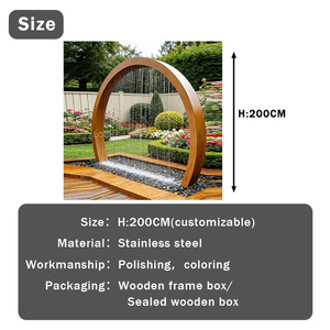 Fontana Personalizzata Grande per Interni ed Esterni in Acciaio Inossidabile, <span class=keywords><strong>Scultura</strong></span> d'Acqua a Cascata Circolare - Product Image 3