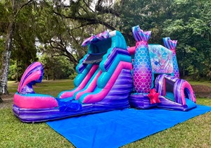 Castello Gonfiabile, Casa Rimbalzante, Combo Scivolo e Castello Gonfiabile a Tema Sirena per Bambini e Adulti con Ventilatore - Product Image 2