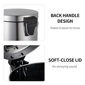 Stainless Steel Oval Soft-Close Foot Pedal Garbage <b>Bin</b> with Dustbin Features for Office and Indoor/Outdoor Use - Product Image 6