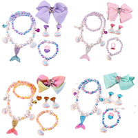 Ensemble collier, bracelet et boucles d'oreilles pour enfants sur le thème de la mer - Cadeau idéal pour la Journée des enfants