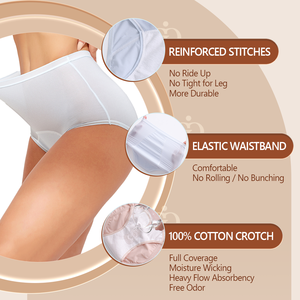 Culotte menstruelle personnalisée à 4 couches, colorée et à débit élevé pour adolescentes Culotte menstruelle hygiénique réutilisable et étanche à haute absorption - Product Image 3