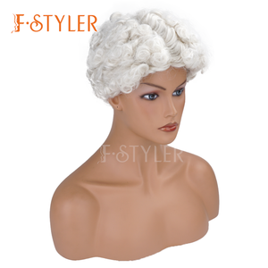 วิกผมหยิกสังเคราะห์สีขาวสำหรับ<span class=keywords><strong>ผู้หญิง</strong></span>วิก<span class=keywords><strong>ผม</strong></span><span class=keywords><strong>สั้น</strong></span>60S - Product Image 2