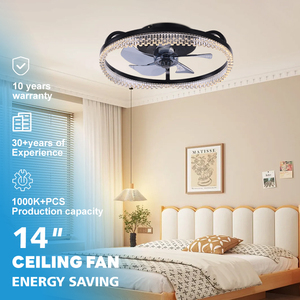 Ventilateur de plafond LED intelligent à tête mobile, variateur d'intensité, 14 pouces, pour décoration intérieure, rotation à 360°, télécommande, moderne W25005 - Product Image 1