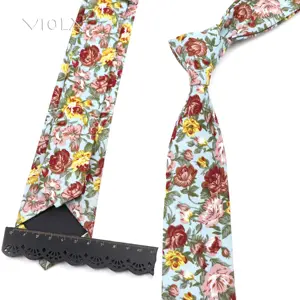 Cravate en coton doux avec imprimé Floral coloré pour hommes, 6cm, costume de fête d'anniversaire de mariage, smoking, cadeau décontracté, accessoire de cravate pour hommes