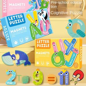 Puzzle magnetico con alfabeto e numeri, magnete da frigo per bambini dai 3 anni in su, giocattolo educativo con divertente puzzle <span class=keywords><strong>di</strong></span> <span class=keywords><strong>logica</strong></span>. - Product Image 1