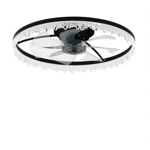Ventilador de Techo LED de Lujo de 24'' con 5 Aspas, Cristal Transparente, Regulable, Control Remoto, Motor DC, para Dormitorio y Sala de Estar - Product Image 1