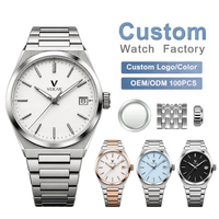Jam Tangan Pria Custom Logo Murah Desainer Stainless Steel Mewah Tipis Klasik Merk Montre Quartz